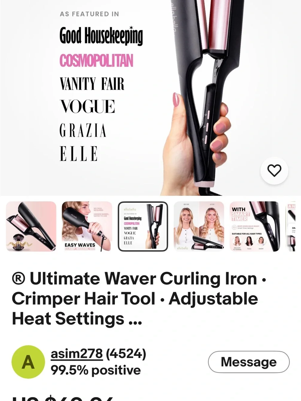 Compact Black and Rose Gold Mini Hair Straightener